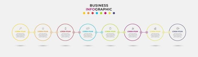 Plantilla de negocio de diseño infográfico con iconos y 8 opciones o pasos. vector