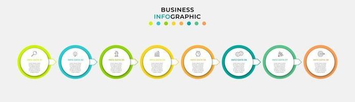 Plantilla de negocio de diseño infográfico con iconos y 8 opciones o pasos. vector