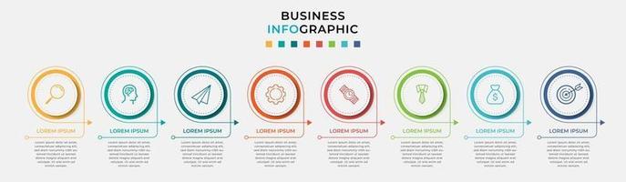 Plantilla de negocio de diseño infográfico con iconos y 8 opciones o pasos. vector