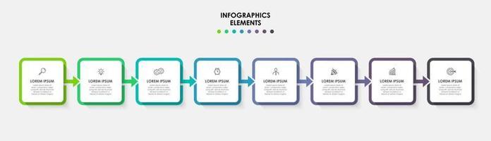 Plantilla de negocio de diseño infográfico con iconos y 8 opciones o pasos. vector