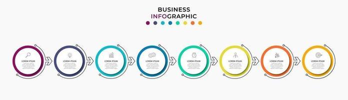 Plantilla de negocio de diseño infográfico con iconos y 8 opciones o pasos. vector