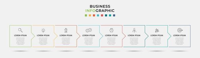 Plantilla de negocio de diseño infográfico con iconos y 8 opciones o pasos. vector