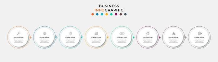 Plantilla de negocio de diseño infográfico con iconos y 8 opciones o pasos. vector