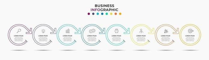 Plantilla de negocio de diseño infográfico con iconos y 8 opciones o pasos. vector