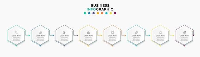 Plantilla de negocio de diseño infográfico con iconos y 8 opciones o pasos. vector