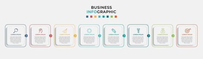 Plantilla de negocio de diseño infográfico con iconos y 8 opciones o pasos. vector