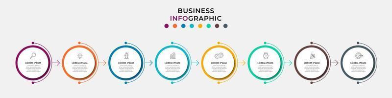 Plantilla de negocio de diseño infográfico con iconos y 8 opciones o pasos. vector