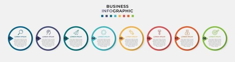 Plantilla de negocio de diseño infográfico con iconos y 8 opciones o pasos. vector