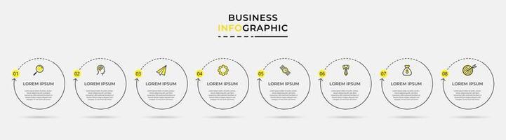 Plantilla de negocio de diseño infográfico con iconos y 8 opciones o pasos. vector