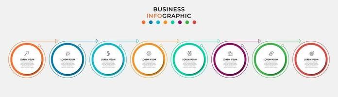 Plantilla de negocio de diseño infográfico con iconos y 8 opciones o pasos. vector