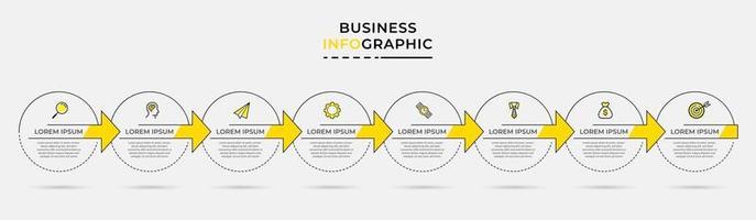 Plantilla de negocio de diseño infográfico con iconos y 8 opciones o pasos. vector