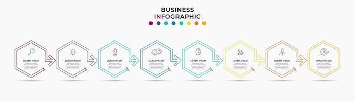 Plantilla de negocio de diseño infográfico con iconos y 8 opciones o pasos. vector