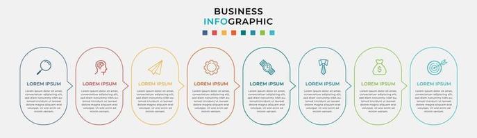 Plantilla de negocio de diseño infográfico con iconos y 8 opciones o pasos. vector