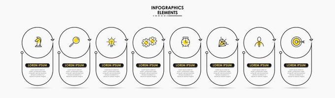 Plantilla de negocio de diseño infográfico con iconos y 8 opciones o pasos. vector