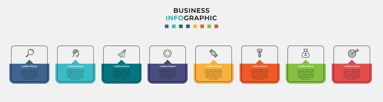 Plantilla de negocio de diseño infográfico con iconos y 8 opciones o pasos. vector