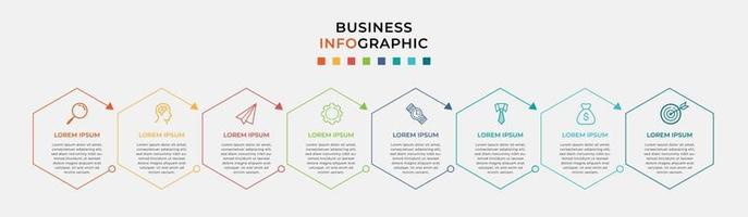 Plantilla de negocio de diseño infográfico con iconos y 8 opciones o pasos. vector