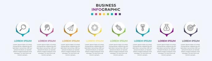Infographic design business template with icons and 8 options or steps vector