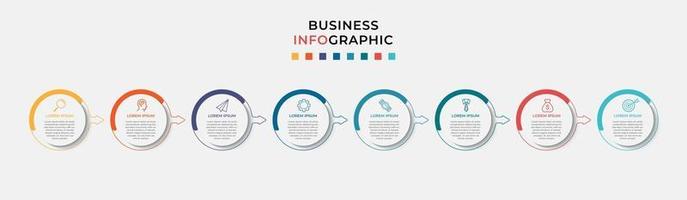 Plantilla de negocio de diseño infográfico con iconos y 8 opciones o pasos. vector