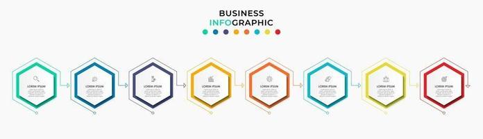 Plantilla de negocio de diseño infográfico con iconos y 8 opciones o pasos. vector