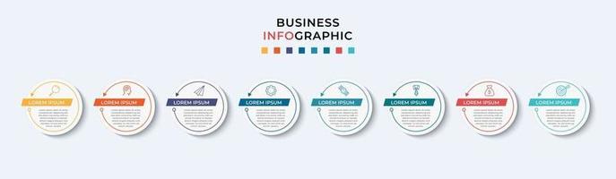 Plantilla de negocio de diseño infográfico con iconos y 8 opciones o pasos. vector