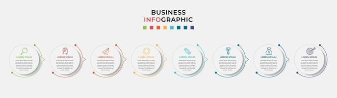 Plantilla de negocio de diseño infográfico con iconos y 8 opciones o pasos. vector