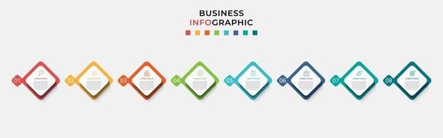 Plantilla de negocio de diseño infográfico con iconos y 8 opciones o pasos. vector