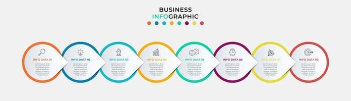 Plantilla de negocio de diseño infográfico con iconos y 8 opciones o pasos. vector