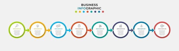 Plantilla de negocio de diseño infográfico con iconos y 8 opciones o pasos. vector