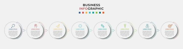 Plantilla de negocio de diseño infográfico con iconos y 8 opciones o pasos. vector