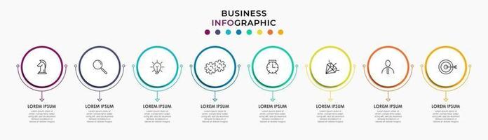 Plantilla de negocio de diseño infográfico con iconos y 8 opciones o pasos. vector