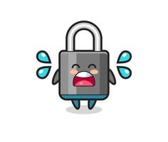 padlock cartoon illustration with crying gesture vector