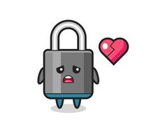 padlock cartoon illustration is broken heart vector