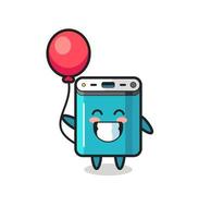 power bank mascot illustration is playing balloon vector