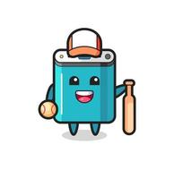 personaje de dibujos animados de power bank como jugador de beisbol vector