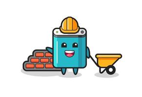 Cartoon character of power bank as a builder vector