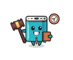 Mascot cartoon of power bank as a judge vector