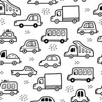 Car pattern. Doodle sketch style vector