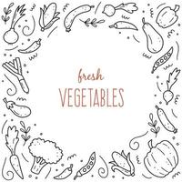 Hand drawn set of vegetables. Vector illustration of doodle skecth