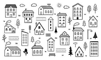 Hand drawn cute house. Doodle vector