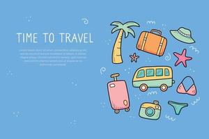 Hand drawn banner of travel summer vector