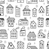 House pattern. Doodle sketch style vector