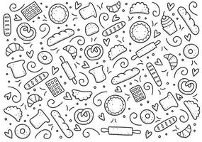 Hand drawn set of bakery and baking elements. Vector illustration.