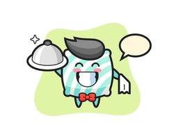 Character mascot of pillow as a waiters vector