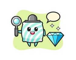 Illustration of pillow character with a diamond vector