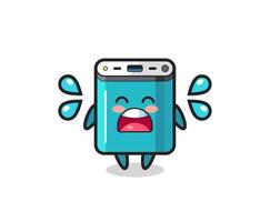 power bank cartoon illustration with crying gesture vector