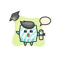 Illustration of pillow cartoon throwing the hat at graduation vector