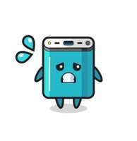 power bank mascot character with afraid gesture vector