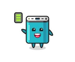 power bank mascot character with energetic gesture vector