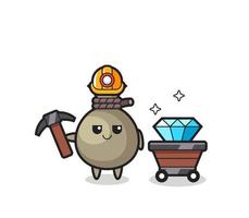 Character Illustration of money sack as a miner vector