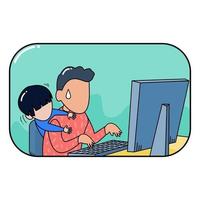 work from home disturb by kids vector